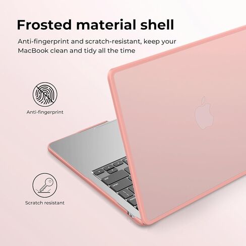 BlueSwan Anti-Cracking Hard Shell Case Compatible with MacBook Air 15 inch, M4 M3 M2 2025 2024 2023 Model A3114 A2941, Anti-Fingerprint Soft TPU Bumper + PC for Air 15" Laptop, Frosted Baby Pink in Kuwait