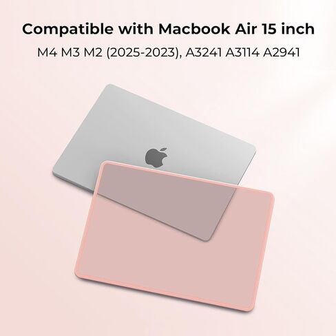 BlueSwan Anti-Cracking Hard Shell Case Compatible with MacBook Air 15 inch, M4 M3 M2 2025 2024 2023 Model A3114 A2941, Anti-Fingerprint Soft TPU Bumper + PC for Air 15" Laptop, Frosted Baby Pink in Kuwait