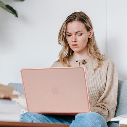 BlueSwan Anti-Cracking Hard Shell Case Compatible with MacBook Air 15 inch, M4 M3 M2 2025 2024 2023 Model A3114 A2941, Anti-Fingerprint Soft TPU Bumper + PC for Air 15" Laptop, Frosted Baby Pink in Kuwait