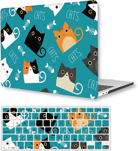 Laptop Case Compatible with MacBook Pro 14 Inch 2023 2021 Models A2918 A2992 M3 A2779 M2 A2442 M1 Pro/Max, Lightweight Protective Plastic Hardshell Case and Keyboard Cover, Orange & Black Cats in Kuwait