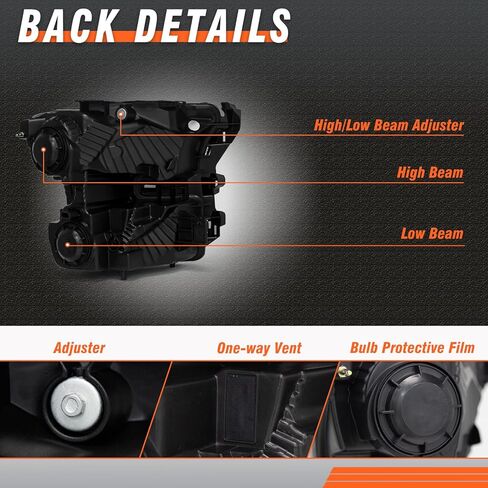 Headlight Assembly for 2015 2016 2017 Ford F150 with Chrome Housing Amber Reflector Driver and Passenger Side (Not compatible on models with LED or HID headlights) in Kuwait