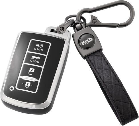 Key Fob Cover with Keychain for Toyota Highlander Sequoia Avalon Camry Corolla RAV4 2012-2019 (Black) in Kuwait