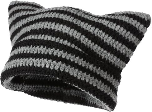 Crochet Hats for Women Y2k-Accessories Vintage Beanies Cat Beanie Fox Hat Grunge Accessories Knit Hat Winter Warm Little Devil Hats Slouchy Beanies for Women Girl in Saudi Arabia