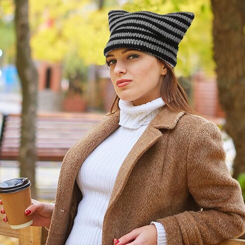 Crochet Hats for Women Y2k-Accessories Vintage Beanies Cat Beanie Fox Hat Grunge Accessories Knit Hat Winter Warm Little Devil Hats Slouchy Beanies for Women Girl in Saudi Arabia