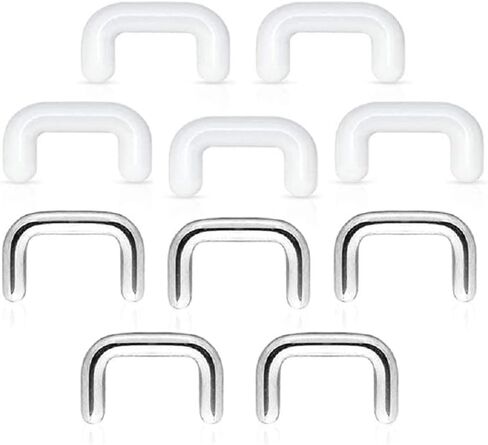 مجموعة بومة مثقوبة مكونة من 10 مثبتات حلقية من الفولاذ المقاوم للصدأ سعة 316L والأكريليك الشفاف (16GA (1.2 مم)) in Kuwait