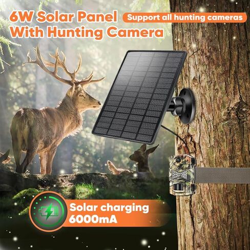 Solar Panel 6W for Trail Camera,Solar Kit Build-in 6000mAh Rechargeable Battery, Hunting Accessories for IP66 Waterproof, Solar Power for Trail Camera in Saudi Arabia