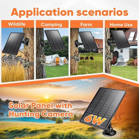 Solar Panel 6W for Trail Camera,Solar Kit Build-in 6000mAh Rechargeable Battery, Hunting Accessories for IP66 Waterproof, Solar Power for Trail Camera in Saudi Arabia