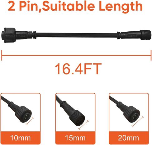 TINSUM Solar Extension Cable 5m16.4 Feet Extender Wires Cords Two Core with Plug Waterproof IP65 for Only for TIMSUM Lighting Solar Flood Street Lights in Saudi Arabia