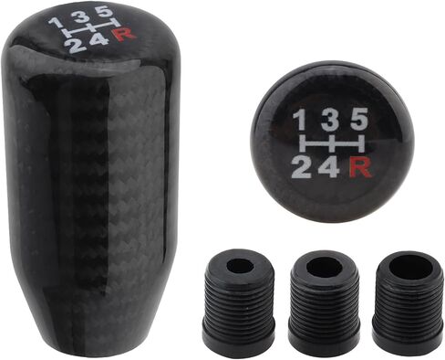 Carbon Fiber Shift Knob, Modified Stand Head Car Stick Shift for Automatic Manual Shifter 6 Speed Gear Knob with 3 Adapters, Universal (6 Speed) in Saudi Arabia