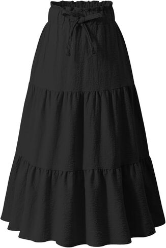 NEW 6-14Y Girls Tiered Maxi Skirt Boho Flowy A-Line High Waisted Casual Long Skirts for Beach Vacation in Saudi Arabia