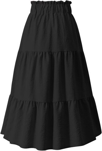 NEW 6-14Y Girls Tiered Maxi Skirt Boho Flowy A-Line High Waisted Casual Long Skirts for Beach Vacation in Saudi Arabia