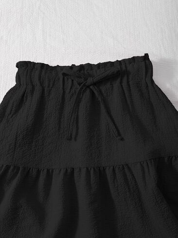 NEW 6-14Y Girls Tiered Maxi Skirt Boho Flowy A-Line High Waisted Casual Long Skirts for Beach Vacation in Saudi Arabia