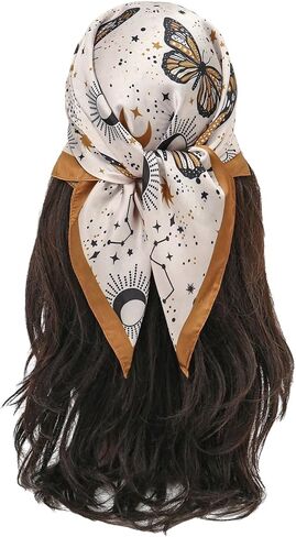 SweatyRocks Women's Printed Satin Hair Scarf Neckerchief Square Scarf Bandanas Head Wraps in Saudi Arabia