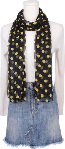 Women's 1950s Polka Dots Chiffon Scarf, Retro Lightweight Soft Sheer Long Head Wrap Shawl Scarves for All Season in Saudi Arabia