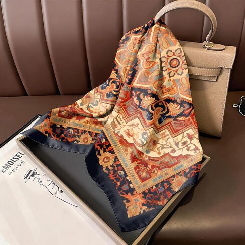 2PCS Silk Feeling Scarf 27.5 Inches Satin Large Square Head Hair Wrap Scarves Bandanas Cute Aesthetic for Women Girls-Red in Kuwait