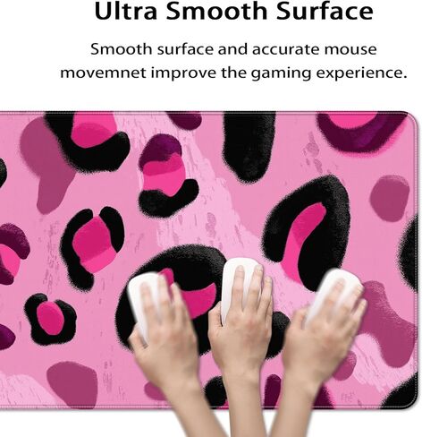 35.4 x 15.7 in, XXL Large Mouse Pad for Desk, Extended Keyboard Mouse Mat for Computer Office, Big Mouse pad with Stitched Edges, Gaming Pc-Pink and Black Leopard Print in Saudi Arabia
