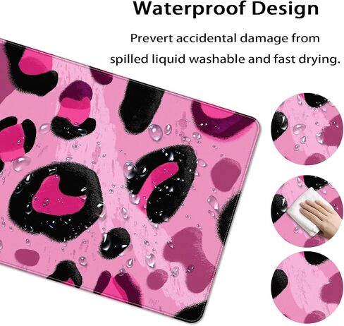 35.4 x 15.7 in, XXL Large Mouse Pad for Desk, Extended Keyboard Mouse Mat for Computer Office, Big Mouse pad with Stitched Edges, Gaming Pc-Pink and Black Leopard Print in Saudi Arabia