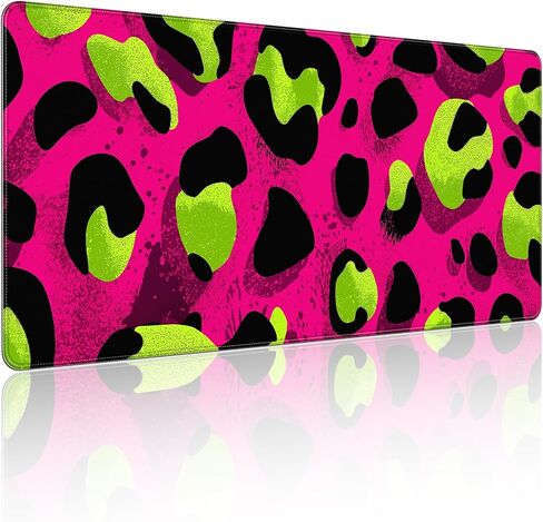 35.4 x 15.7 in, XXL Large Mouse Pad for Desk, Extended Keyboard Mouse Mat for Computer Office, Big Mouse pad with Stitched Edges, Gaming Pc-Pink and Black Leopard Print in Saudi Arabia