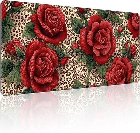 35.4 x 15.7 in, XXL Large Mouse Pad for Desk, Extended Keyboard Mouse Mat for Computer Office, Big Mouse pad with Stitched Edges, Gaming Pc-Pink and Black Leopard Print in Saudi Arabia