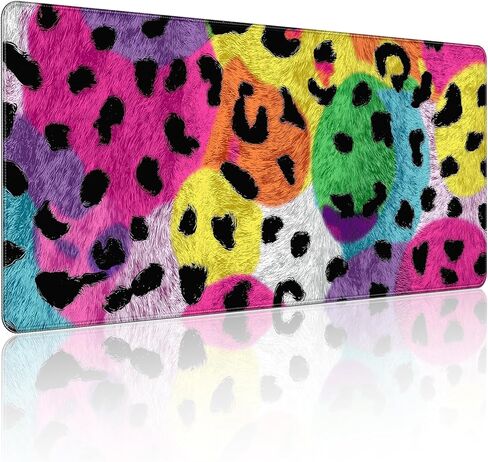 35.4 x 15.7 in, XXL Large Mouse Pad for Desk, Extended Keyboard Mouse Mat for Computer Office, Big Mouse pad with Stitched Edges, Gaming Pc-Pink and Black Leopard Print in Saudi Arabia