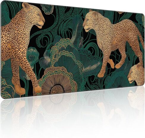 35.4 x 15.7 in, XXL Large Mouse Pad for Desk, Extended Keyboard Mouse Mat for Computer Office, Big Mouse pad with Stitched Edges, Gaming Pc-Pink and Black Leopard Print in Saudi Arabia