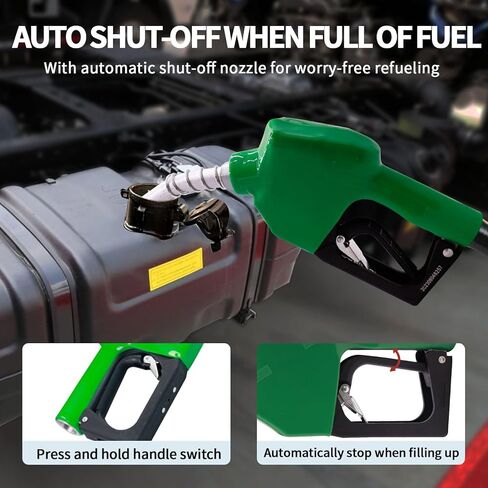 Fuel Transfer Pump 12 Volt 20 GPM High Flow,w/Automatic Nozzle Green,DC Fuel Pump,Cast Iron Gas Heavy Duty Transfer Pump for Gasoline,Diesel, Kerosene,Ethanol Blends,Methanol Blends,Biodiesel in Kuwait