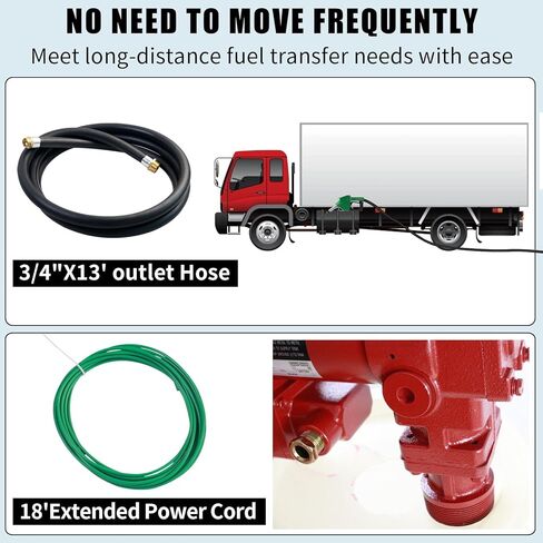 Fuel Transfer Pump 12 Volt 20 GPM High Flow,w/Automatic Nozzle Green,DC Fuel Pump,Cast Iron Gas Heavy Duty Transfer Pump for Gasoline,Diesel, Kerosene,Ethanol Blends,Methanol Blends,Biodiesel in Kuwait