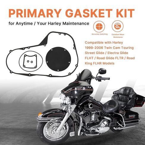 1999-2006 Twin Cam Touring Primary Cover Gasket Clutch Inspection Seal Set for Harley 1999-2006 Twin Cam Street Glide/Electra Glide FLHT/Road Glide FLTR/Road King FLHR Models, 4 PCS in Kuwait