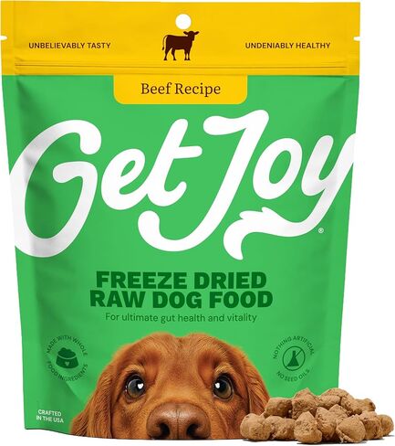 Gut Health Fresh Freeze Dried Raw Meal, Beef Recipe, 16 Ounce Bag, Dog Food for Dogs of All Breeds and Life Stages, USDA Beef, Made in USA in Kuwait