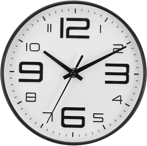 PATIKIL 8 Inch Wall Clocks, Quartz Battery Operated Silent Non-Ticking 3D Numbers Round Wall Clocks Decorative for Office Bedroom Living Room, Silver Tone/Black, Style 2 in Saudi Arabia