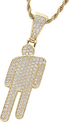 Hip Hop Bad Guy Villain Necklace,Stainless Steel Round Head Zircon,Rapper Jewelry Skew Head NecklacesCreative Pendant,couple necklace,Fashion Jewelry for Women Men in Saudi Arabia