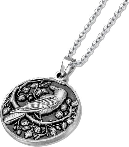 Botanical Embossed Crow Raven Necklace Vintage Gothic Necklace Animal Pendant Jewelry for Men Women in Saudi Arabia