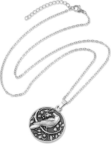 Botanical Embossed Crow Raven Necklace Vintage Gothic Necklace Animal Pendant Jewelry for Men Women in Saudi Arabia