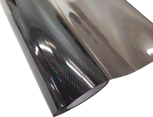 Honeycomb Holographic Headlight Tail Light Tint Overlay Vinyl Film, 12 x 72 inches (Gloss Black) in Kuwait