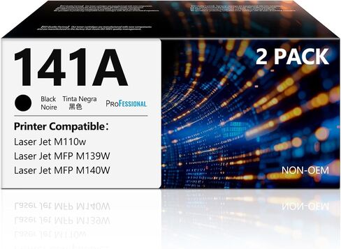 خراطيش حبر 141A سوداء 141A 2 حزمة W1410A بديلة لـ HP141A 141A W1410A 141X W1410X حبر أسود متوافق مع حبر طابعة HP Laser Jet M110w MFP M139w MFP M140w 141A (2 أسود، عالي الإنتاجية) in Kuwait