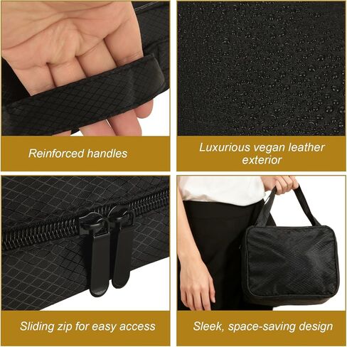 حقيبة تنظيم مجوهرات السفر من STARVAST مكونة من قطعتين، حافظة مجوهرات مع 6 صفحات أكياس مخملية بسحاب شفاف لتخزين الأقراط والخواتم والقلادة والسوار والساعة (أسود فاتح أبيض) in Kuwait