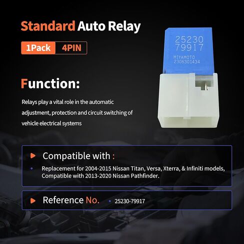 HiSport 4 Pin Car Motor Relay 25230-79917 Compatible with Chevrolet City Express & Nissan 350z 370z Altima Armada Cube Frontier Gt-R Juke & Infiniti, 2PCS in Saudi Arabia
