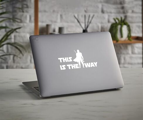 – This is The Way Sticker – Vinyl Mandalorian Sticker for Car, Truck, and Van – Indoor and Outdoor Use for Wall – Long Lasting Waterproof Decal for Laptop MacBook – VC 361 (White) in Kuwait