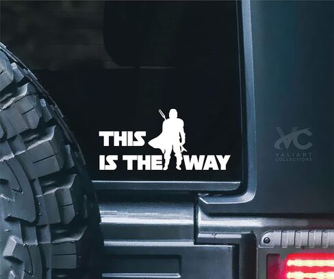 – This is The Way Sticker – Vinyl Mandalorian Sticker for Car, Truck, and Van – Indoor and Outdoor Use for Wall – Long Lasting Waterproof Decal for Laptop MacBook – VC 361 (White) in Kuwait