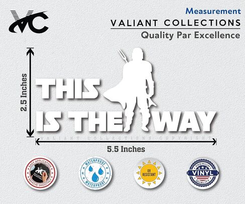 – This is The Way Sticker – Vinyl Mandalorian Sticker for Car, Truck, and Van – Indoor and Outdoor Use for Wall – Long Lasting Waterproof Decal for Laptop MacBook – VC 361 (White) in Kuwait