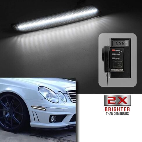 NJSBYL E320 E350 E550 E63 AMG LED Side Marker Lights For 2007-2009 Mercedez Benz E-Class W211 Facelift Smoked Lens Sidemarker White LED Turn Signal Driving Running Lights OEM 2118200921 in Saudi Arabia