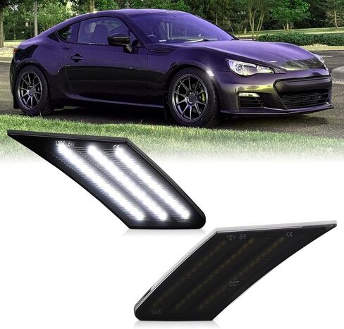 Dynamic LED Side Marker Turn Signal Lights for 2013-2016 Scion FR-S 2013-2021 Subaru BRZ 2017-2021 Toyota 86 Sequential White Front Bumper Smoked Lens 2PCS in Saudi Arabia