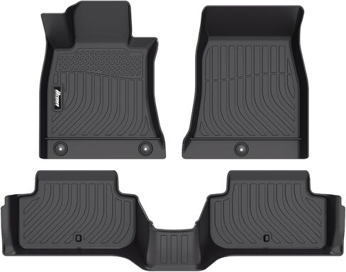 IKON MOTORSPORTS 3D TPE Floor Mats, Compatible with 2019-2025 Genesis G70 AWD, All Weather Waterproof Anti-Slip Floor Liners, Front & 2nd Row Full Set Car Interior Accessories, Black in Kuwait
