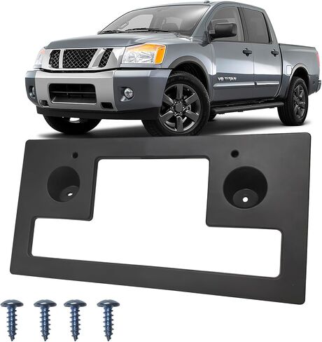 Front Bumper License Plate Frame Mounting Bracket Tag Holder Fits for 2004-2015 Nissan Titan Textured Black Replace 962107S000 NI1068148 in Kuwait