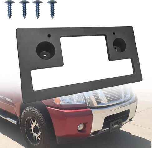 Front Bumper License Plate Frame Mounting Bracket Tag Holder Fits for 2004-2015 Nissan Titan Textured Black Replace 962107S000 NI1068148 in Kuwait