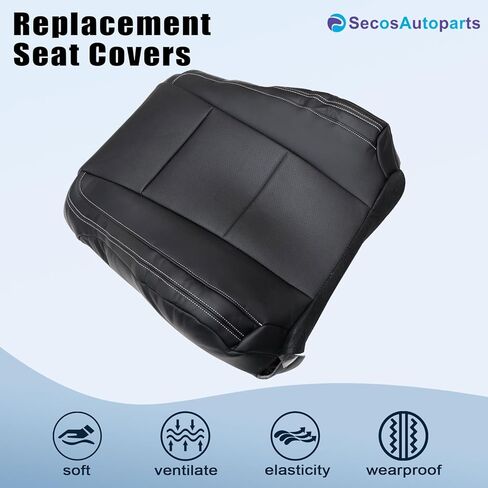 SecosAutoparts Driver or Passenger Side Top Lean Back Replacement Perforated Leather Seat Cover Black Compatible with Ford F-150 Lariat 2015-2017 Compatible with Ford F250 F350 Lariat XLT 2017-2022 in Saudi Arabia