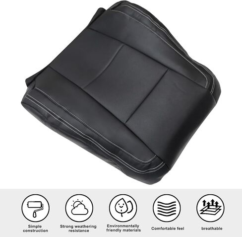 SecosAutoparts Driver or Passenger Side Top Lean Back Replacement Perforated Leather Seat Cover Black Compatible with Ford F-150 Lariat 2015-2017 Compatible with Ford F250 F350 Lariat XLT 2017-2022 in Saudi Arabia