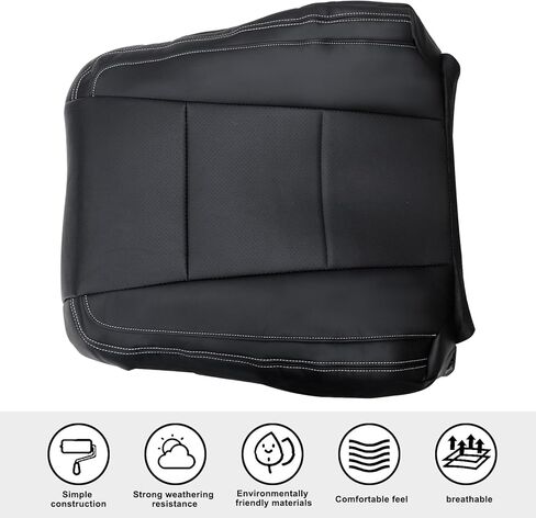 SecosAutoparts Driver or Passenger Side Top Lean Back Replacement Perforated Leather Seat Cover Black Compatible with Ford F-150 Lariat 2015-2017 Compatible with Ford F250 F350 Lariat XLT 2017-2022 in Saudi Arabia