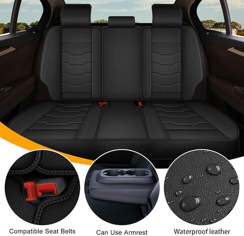 Car Seat Covers Fit for Toyota Fj Cruiser:2007-2014 Automotive Seat Covers Full Set Waterproof Leather Auto Seat Covers Compatible Airbag with Storage Bag(5 Seats,Black) in Kuwait