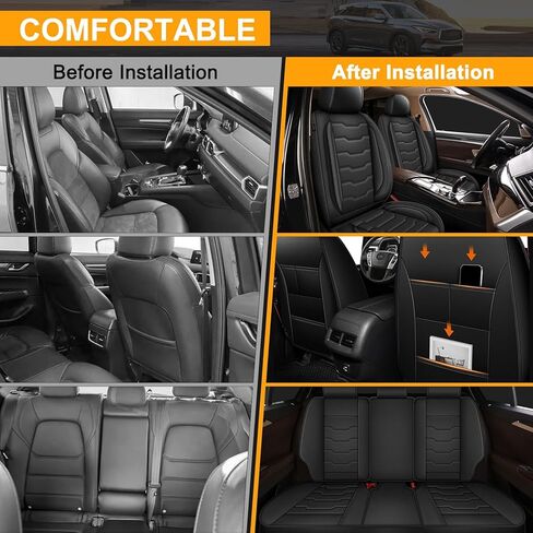 Car Seat Covers Fit for Toyota Fj Cruiser:2007-2014 Automotive Seat Covers Full Set Waterproof Leather Auto Seat Covers Compatible Airbag with Storage Bag(5 Seats,Black) in Kuwait